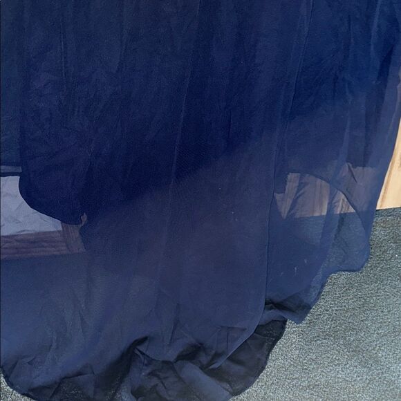 Elegant Navy One-Shoulder Gown with scarf size 11-12 - Picture 13 of 14